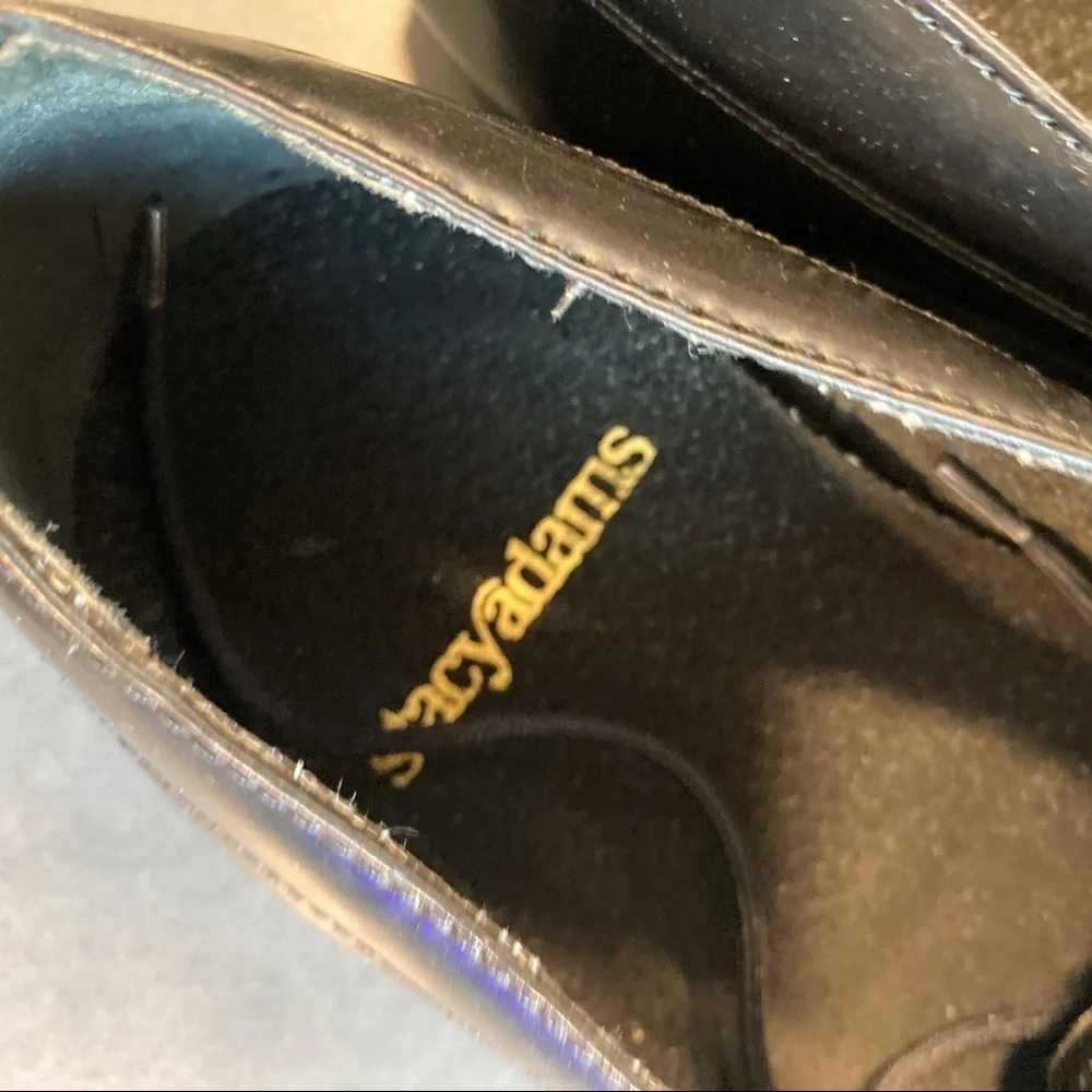 Stacy Adams sz 10 black leather cap toe derby shoes dress shoes